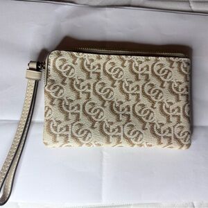 Coach Beige and Cream Signature Wristlet